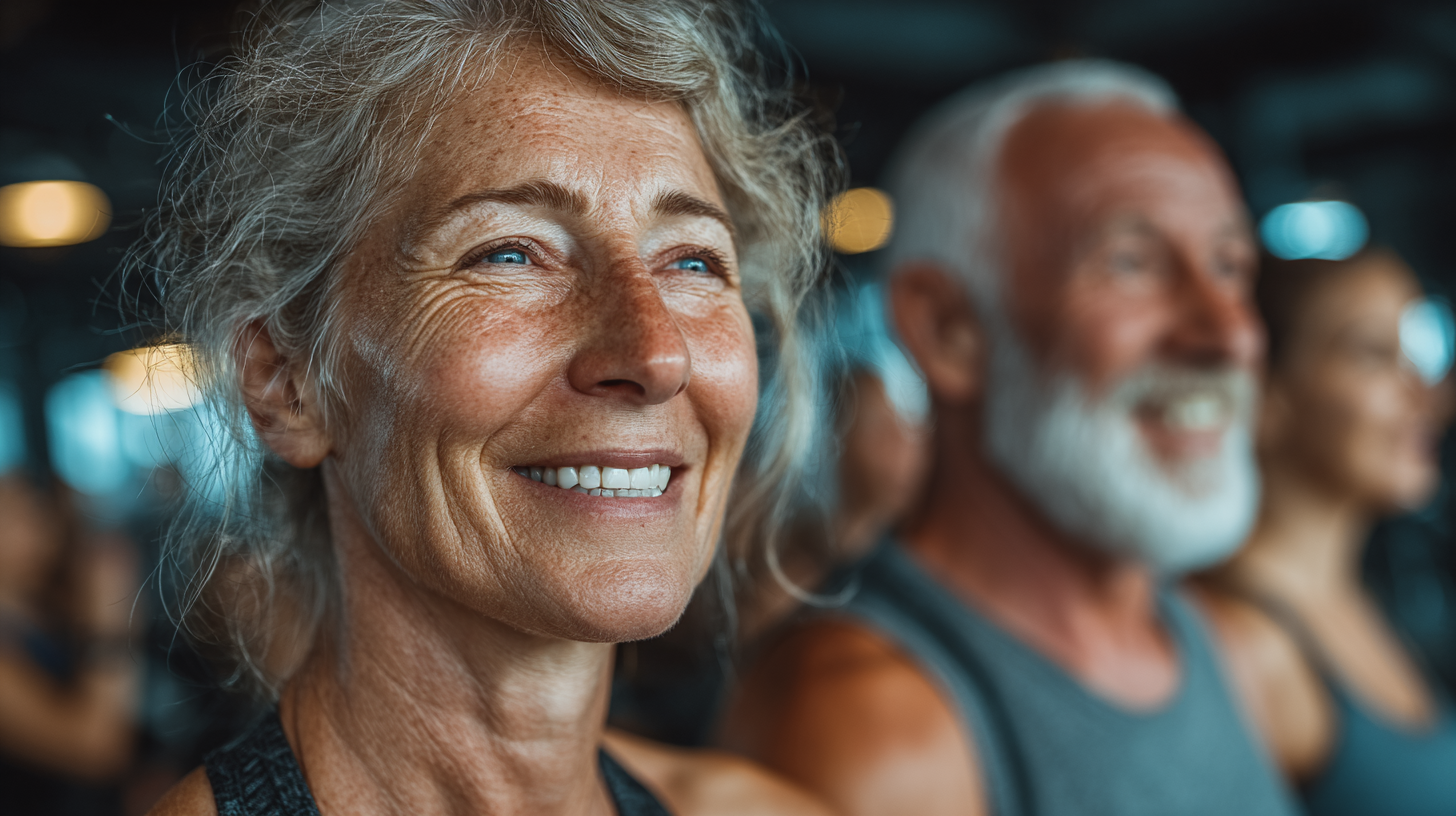 Seniori fericiți practicând exerciții în natură